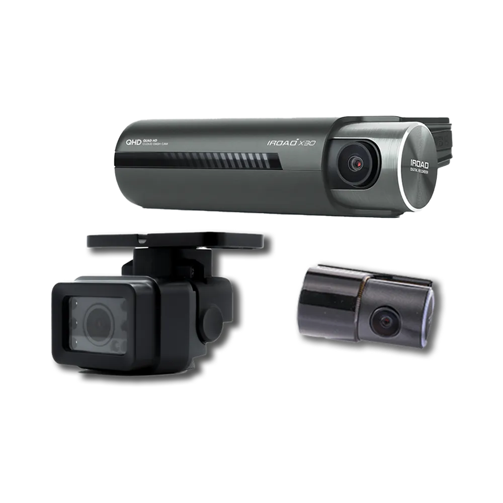 IROAD X30 Front + Rear + 1 x External Camera - 3CH Dash Cam with 64GB microSD Card
