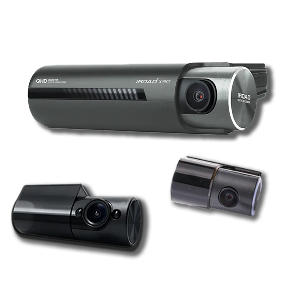 IROAD X30 Front + Rear + 1 x Internal IR- 3CH Dash Cam with 64GB microSD Card