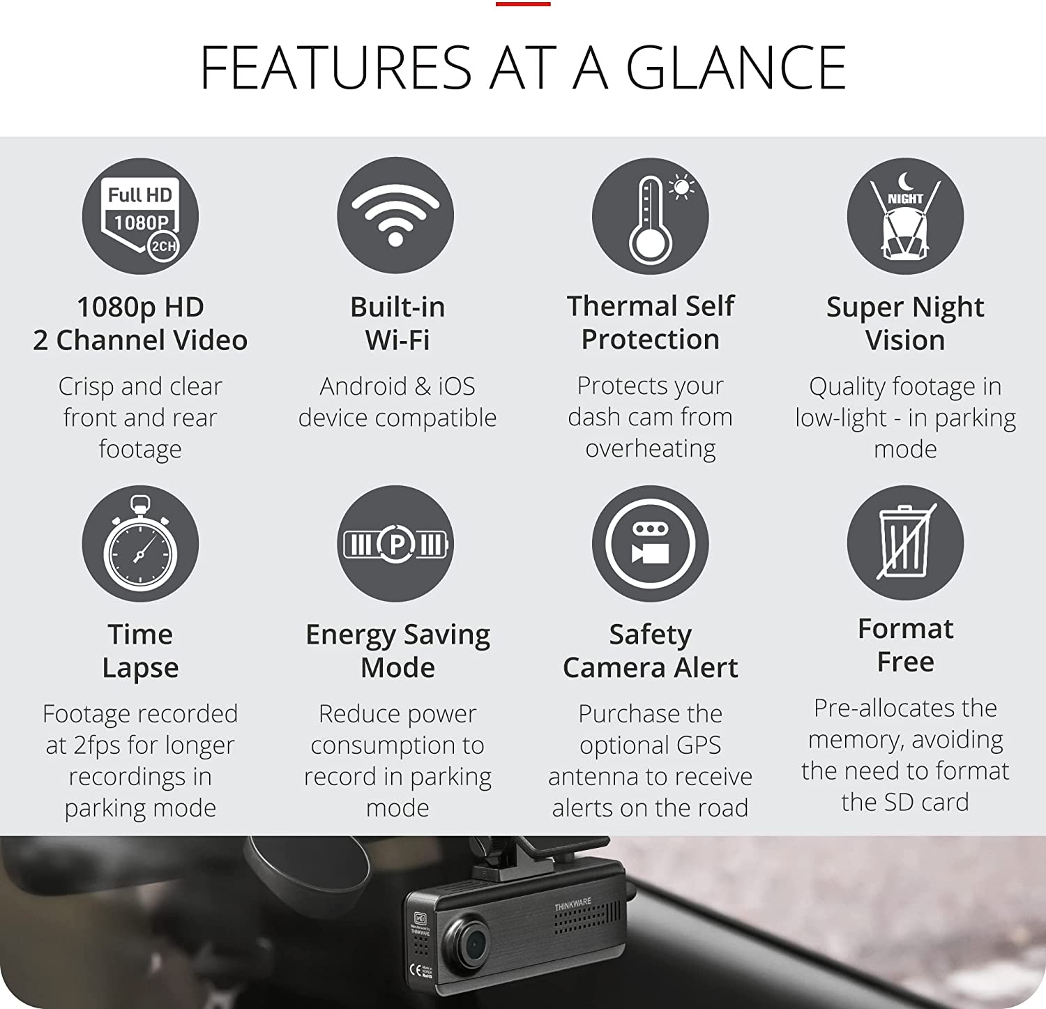 Thinkware Dash Cam F200 Pro with Lock Box - 1CH Dash Cam (16GB SD Card inc)