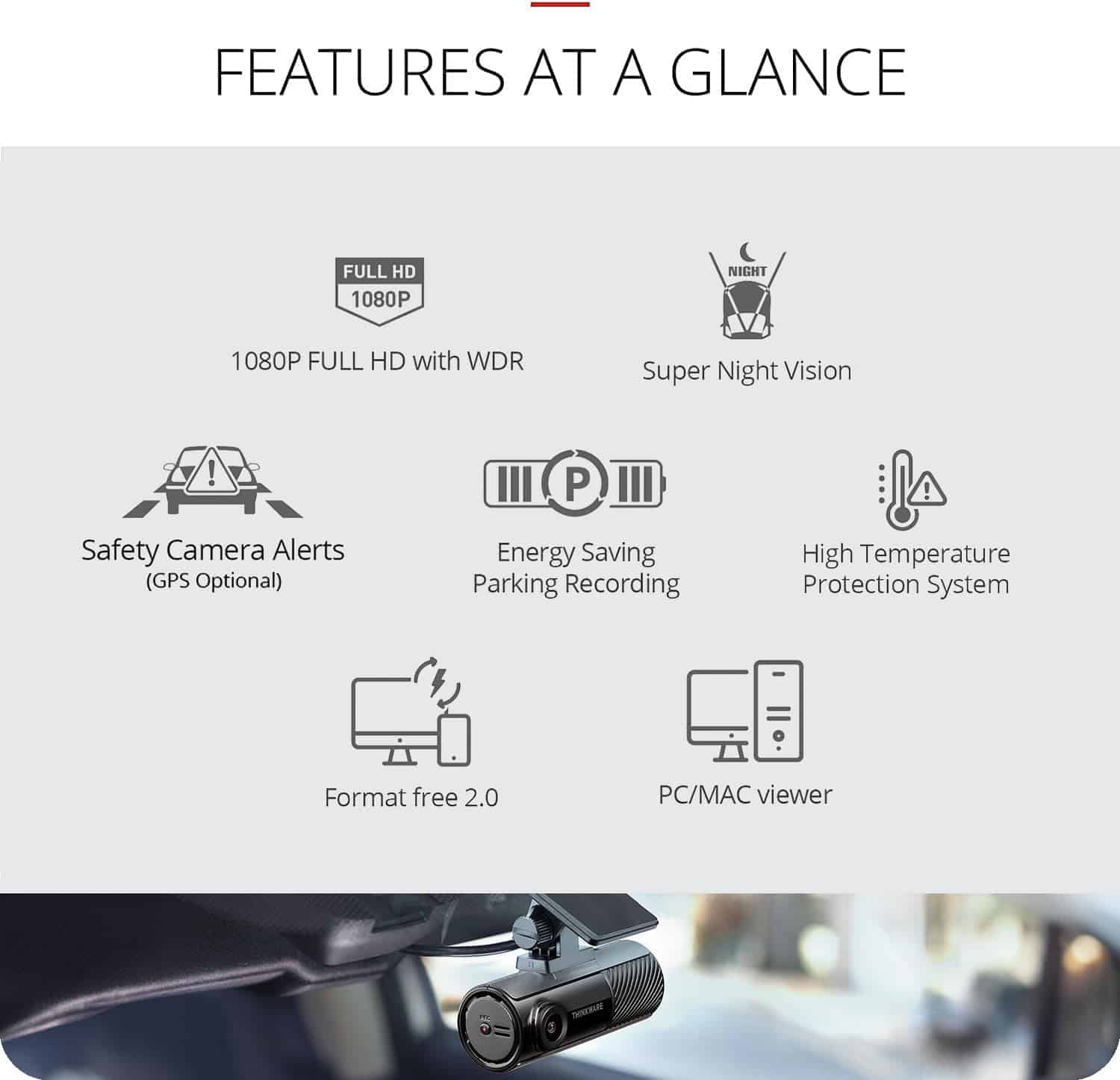 Thinkware Dash Cam F70 PRO with Lock Box - 1CH Dash Cam (16GB SD Card inc)