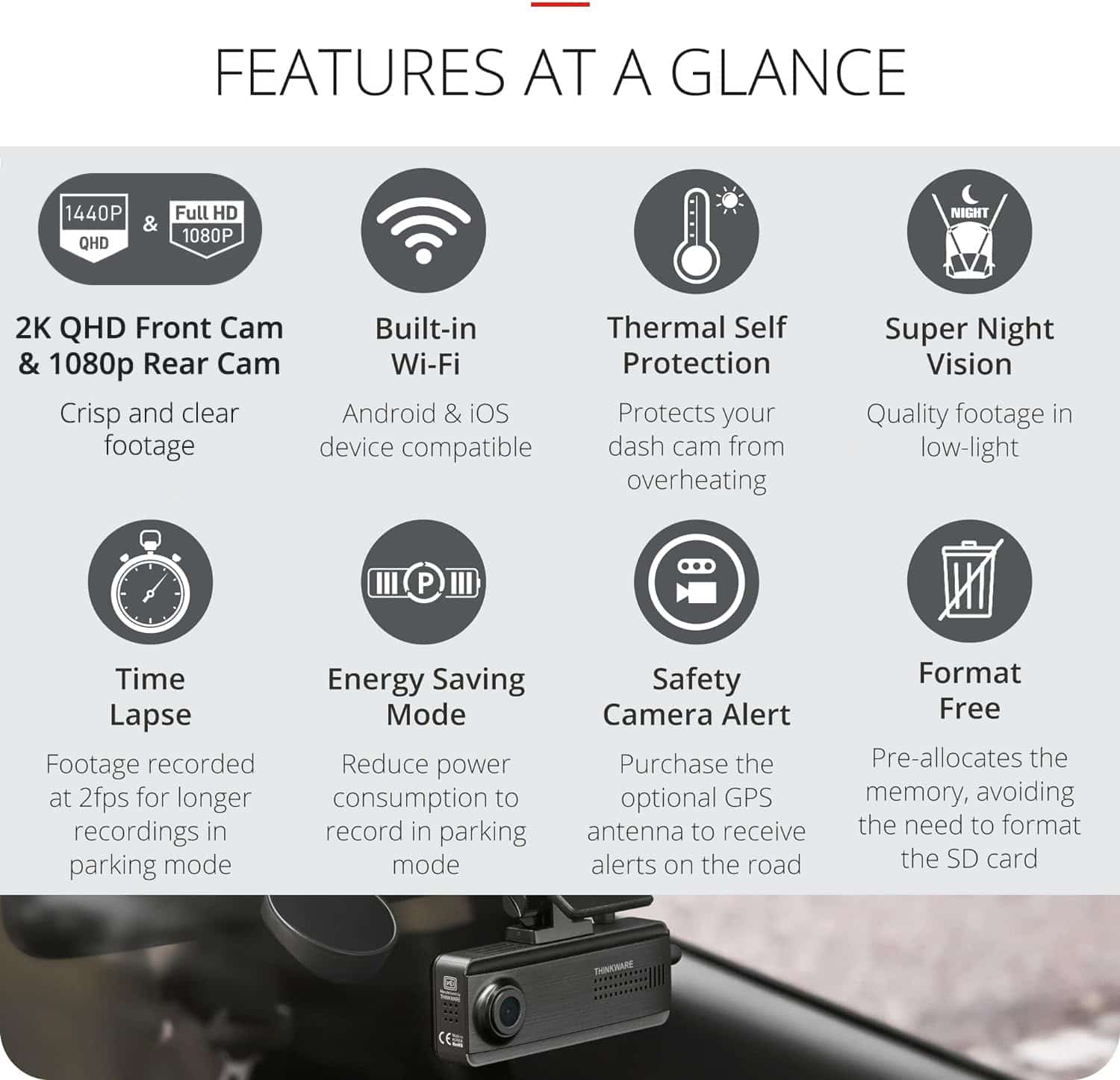 Thinkware Dash Cam Q200 - 2CH Dash Cam (32GB SD Card inc)