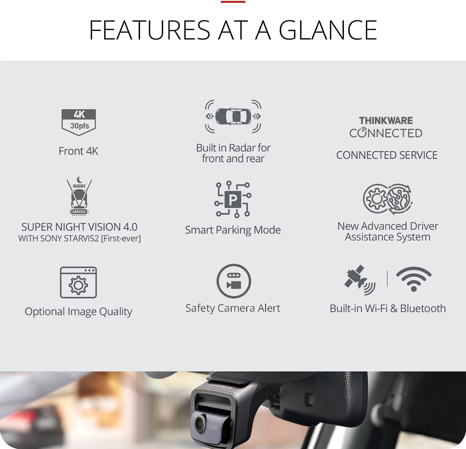 Thinkware Dash Cam U3000 - 1CH Dash Cam (64GB SD Card inc)