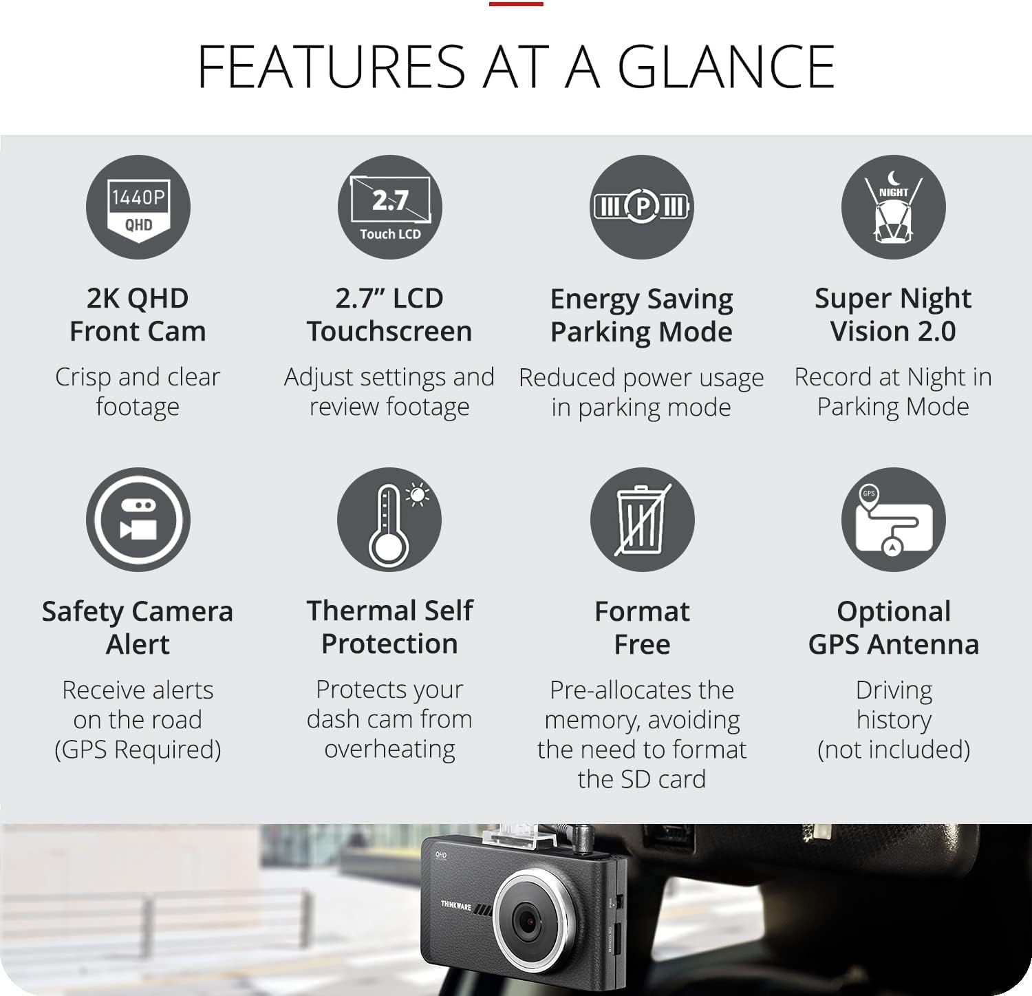 Thinkware Dash Cam X800 - 1CH Dash Cam (32GB SD Card inc)